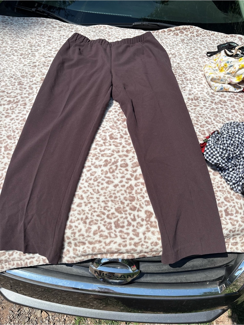 Kim Rogers Size 14PS  Brown Elastic Waist Straight Leg Pants